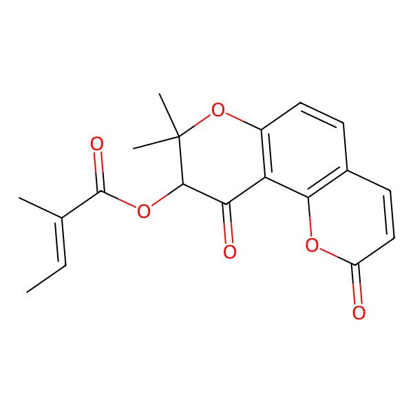 2D Structure of [(9S)-8,8-dimethyl-2,10-dioxo-9H-pyrano[2,3-f]chromen-9-yl] (Z)-2-methylbut-2-enoate