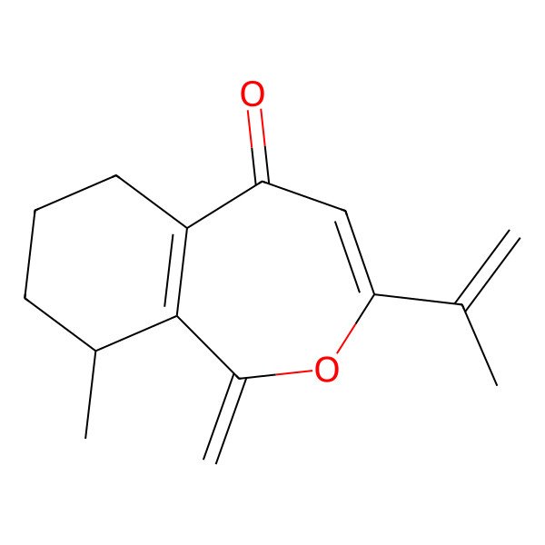 2D Structure of (9S)-9-methyl-1-methylidene-3-prop-1-en-2-yl-6,7,8,9-tetrahydro-2-benzoxepin-5-one