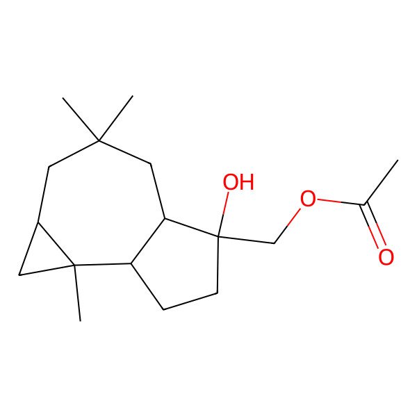 2D Structure of [(1aS,4aS,5S,7aR,7bR)-5-hydroxy-3,3,7b-trimethyl-1,1a,2,4,4a,6,7,7a-octahydrocyclopropa[e]azulen-5-yl]methyl acetate