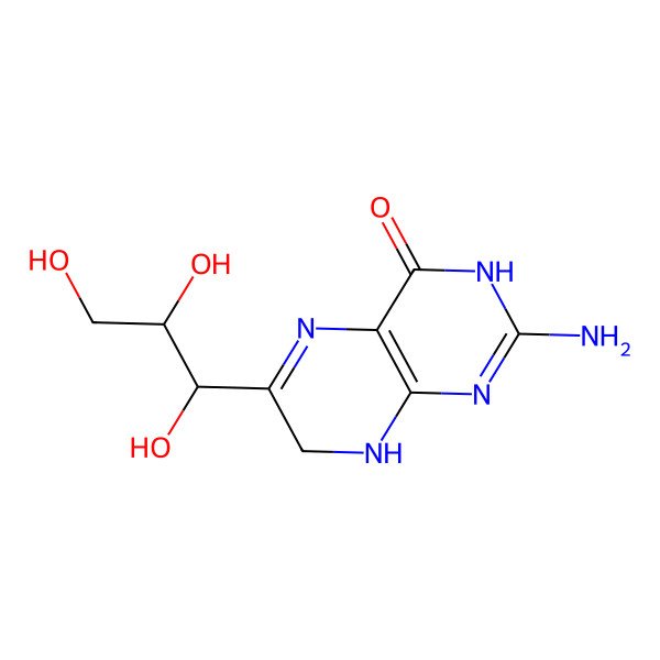 2D Structure of 1-(4-Hydroxy-2-imino-1,2,7,8-tetrahydropteridin-6-yl)propane-1,2,3-triol