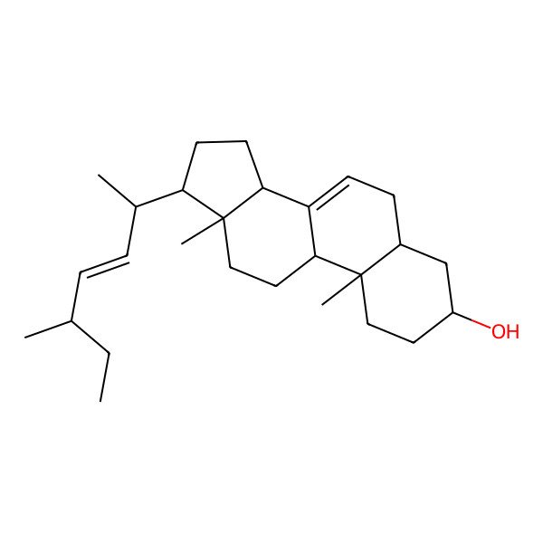 2D Structure of 10,13-dimethyl-17-(5-methylhept-3-en-2-yl)-2,3,4,5,6,9,11,12,14,15,16,17-dodecahydro-1H-cyclopenta[a]phenanthren-3-ol