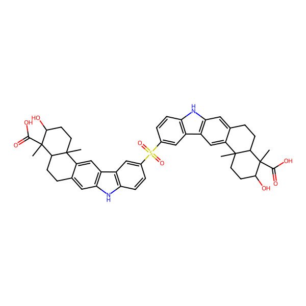 2D Structure of 6-[(17-Carboxy-18-hydroxy-17,21-dimethyl-10-azapentacyclo[11.8.0.03,11.04,9.016,21]henicosa-1,3(11),4(9),5,7,12-hexaen-6-yl)sulfonyl]-18-hydroxy-17,21-dimethyl-10-azapentacyclo[11.8.0.03,11.04,9.016,21]henicosa-1,3(11),4(9),5,7,12-hexaene-17-carboxylic acid