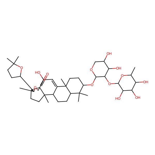 2D Structure of 16-[4,5-Dihydroxy-3-(3,4,5-trihydroxy-6-methyloxan-2-yl)oxyoxan-2-yl]oxy-6-(5,5-dimethyloxolan-2-yl)-10-hydroxy-2,6,13,17,17-pentamethyl-7-oxapentacyclo[10.8.0.02,9.05,9.013,18]icos-11-en-8-one