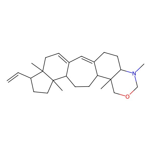 2D Structure of (6R,7R,10S,11R,14R,15S,20S)-7-ethenyl-6,10,15,19-tetramethyl-17-oxa-19-azapentacyclo[12.8.0.03,11.06,10.015,20]docosa-1,3-diene