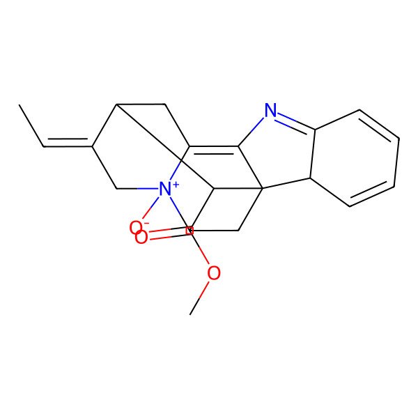 2D Structure of methyl (13E)-13-ethylidene-15-oxido-8-aza-15-azoniapentacyclo[10.5.1.01,9.02,7.010,15]octadeca-3,5,7,9-tetraene-18-carboxylate