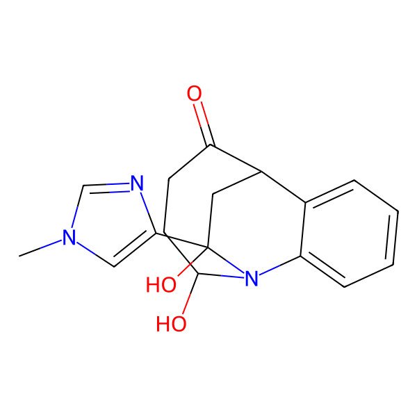 2D Structure of (8S,12R,13S)-12,13-dihydroxy-13-(1-methylimidazol-4-yl)-1-azatricyclo[6.4.2.02,7]tetradeca-2,4,6-trien-9-one