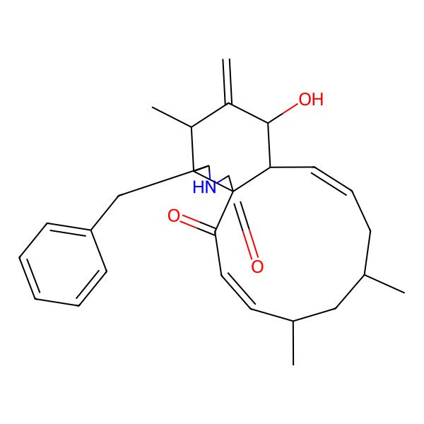 2D Structure of (11)-Cytochalasa-6(12),13,19-triene-1,21-dione-16,18-dimethyl-7-hydroxy-lO-phenyl-(7S*,13E,16S*,18R*,19E)