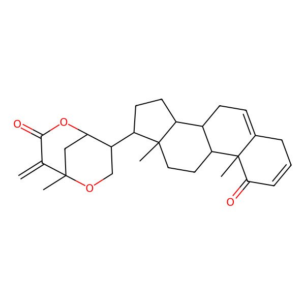 2D Structure of (1S,5S)-8-[(10R,13S)-10,13-dimethyl-1-oxo-4,7,8,9,11,12,14,15,16,17-decahydrocyclopenta[a]phenanthren-17-yl]-5-methyl-4-methylidene-2,6-dioxabicyclo[3.3.1]nonan-3-one