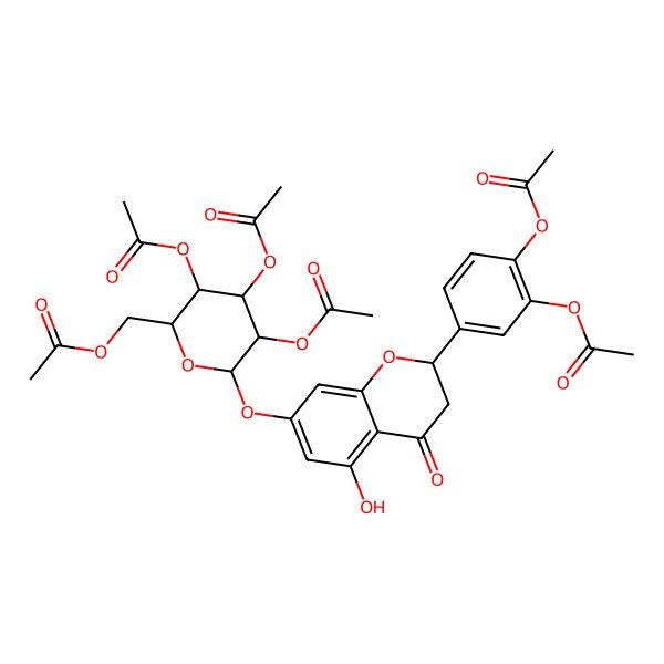 2D Structure of [(2R,3R,4S,5R,6S)-3,4,5-triacetyloxy-6-[[(2S)-2-(3,4-diacetyloxyphenyl)-5-hydroxy-4-oxo-2,3-dihydrochromen-7-yl]oxy]oxan-2-yl]methyl acetate