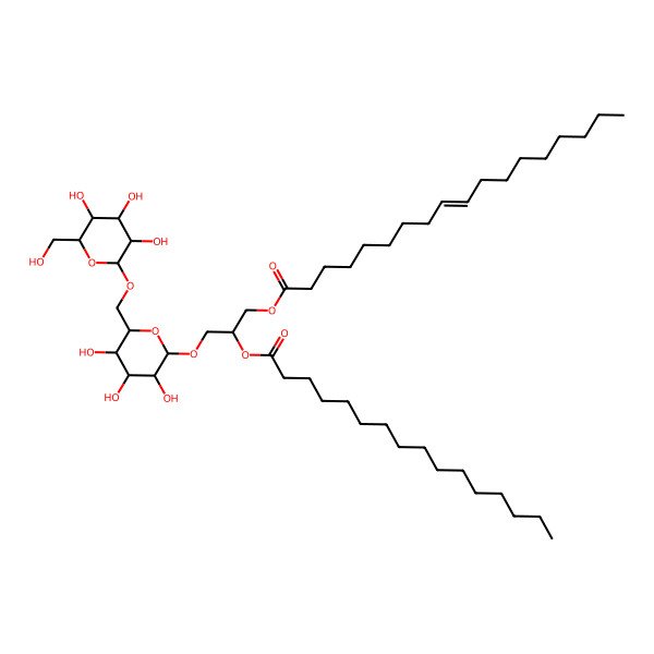 2D Structure of [(2S)-2-hexadecanoyloxy-3-[(2R,3R,4S,5R,6R)-3,4,5-trihydroxy-6-[[(2S,3R,4S,5R,6R)-3,4,5-trihydroxy-6-(hydroxymethyl)oxan-2-yl]oxymethyl]oxan-2-yl]oxypropyl] octadec-9-enoate