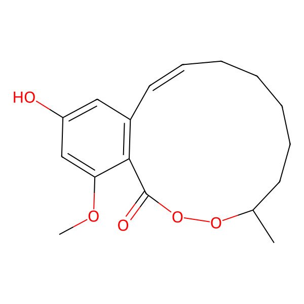 2D Structure of (5R,11E)-15-hydroxy-17-methoxy-5-methyl-3,4-dioxabicyclo[11.4.0]heptadeca-1(13),11,14,16-tetraen-2-one