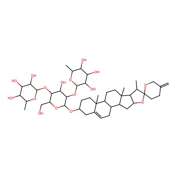 2D Structure of 2-[4-Hydroxy-2-(hydroxymethyl)-5-(3,4,5-trihydroxy-6-methyloxan-2-yl)oxy-6-(7,9,13-trimethyl-5'-methylidenespiro[5-oxapentacyclo[10.8.0.02,9.04,8.013,18]icos-18-ene-6,2'-oxane]-16-yl)oxyoxan-3-yl]oxy-6-methyloxane-3,4,5-triol