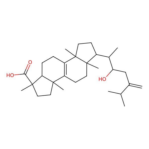 2D Structure of 6-(3-Hydroxy-6-methyl-5-methylideneheptan-2-yl)-1,3a,5a,8a-tetramethyl-2,3,4,5,6,7,8,9,10,10a-decahydroindeno[5,4-e]indene-1-carboxylic acid