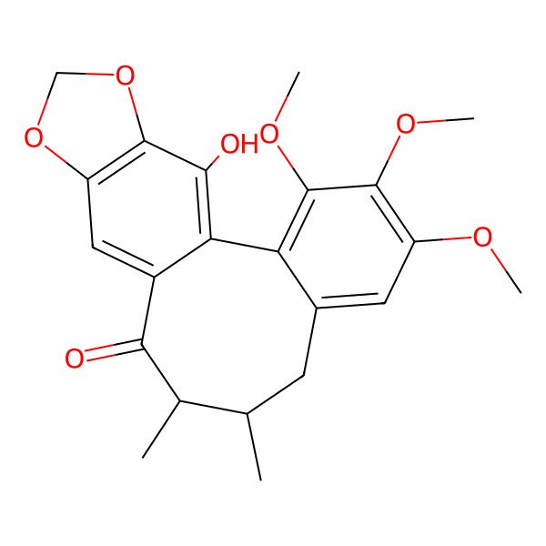 2D Structure of 19-Hydroxy-3,4,5-trimethoxy-9,10-dimethyl-15,17-dioxatetracyclo[10.7.0.02,7.014,18]nonadeca-1(19),2,4,6,12,14(18)-hexaen-11-one