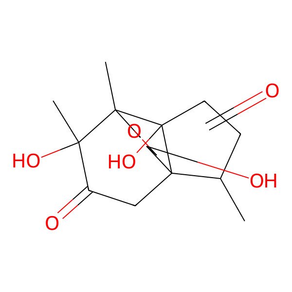 2D Structure of (1S,2R,5R,6S,10R,13R)-5,10,13-trihydroxy-2,6,13-trimethyl-8-oxatricyclo[4.4.3.01,5]tridecane-9,12-dione