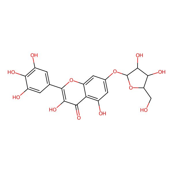 2D Structure of 7-[(2S,3S,4S,5R)-3,4-dihydroxy-5-(hydroxymethyl)oxolan-2-yl]oxy-3,5-dihydroxy-2-(3,4,5-trihydroxyphenyl)chromen-4-one