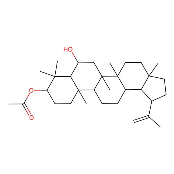 2D Structure of [(1R,3aR,5aR,5bR,7S,7aR,9S,11aR,11bR,13aR,13bR)-7-hydroxy-3a,5a,5b,8,8,11a-hexamethyl-1-prop-1-en-2-yl-1,2,3,4,5,6,7,7a,9,10,11,11b,12,13,13a,13b-hexadecahydrocyclopenta[a]chrysen-9-yl] acetate