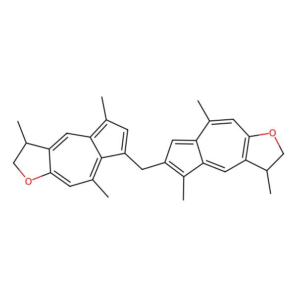 2D Structure of 1,5,8-Trimethyl-6-[(1,5,8-trimethyl-1,2-dihydroazuleno[6,5-b]furan-7-yl)methyl]-1,2-dihydroazuleno[6,5-b]furan