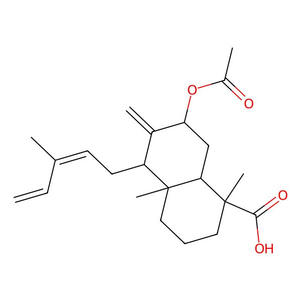 2D Structure of (1S,4aR,5R,7R,8aR)-7-acetyloxy-1,4a-dimethyl-6-methylidene-5-[(2E)-3-methylpenta-2,4-dienyl]-3,4,5,7,8,8a-hexahydro-2H-naphthalene-1-carboxylic acid