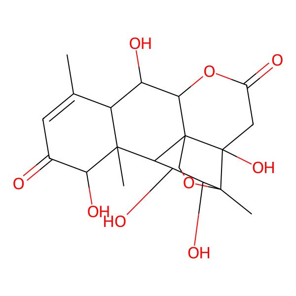 2D Structure of (1R,2S,6S,7R,8S,12S,13S,14R,15R,16S,17R)-2,7,12,15,16-pentahydroxy-9,13,17-trimethyl-5,18-dioxapentacyclo[12.5.0.01,6.02,17.08,13]nonadec-9-ene-4,11-dione