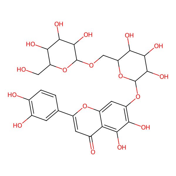 2D Structure of 2-(3,4-Dihydroxyphenyl)-5,6-dihydroxy-7-[3,4,5-trihydroxy-6-[[3,4,5-trihydroxy-6-(hydroxymethyl)oxan-2-yl]oxymethyl]oxan-2-yl]oxychromen-4-one
