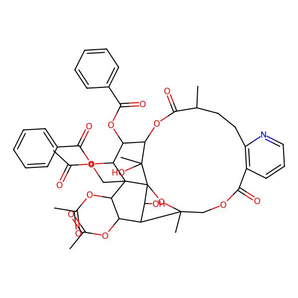 2D Structure of [(1S,3R,15S,18S,19R,20R,21R,22S,23R,24S,25R,26S)-22,23-diacetyloxy-21-(acetyloxymethyl)-20-benzoyloxy-25,26-dihydroxy-3,15,26-trimethyl-6,16-dioxo-2,5,17-trioxa-11-azapentacyclo[16.7.1.01,21.03,24.07,12]hexacosa-7(12),8,10-trien-19-yl] benzoate