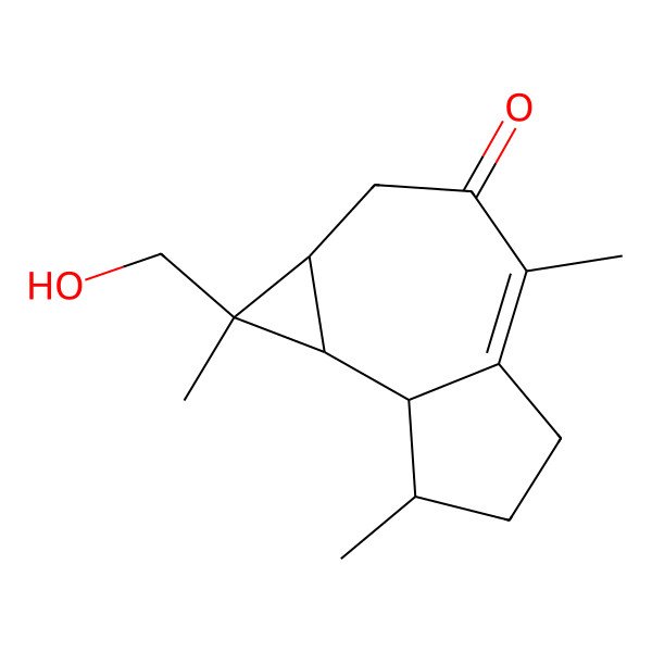 2D Structure of (1R,1aR,7R,7aS,7bR)-1-(hydroxymethyl)-1,4,7-trimethyl-2,5,6,7,7a,7b-hexahydro-1aH-cyclopropa[e]azulen-3-one
