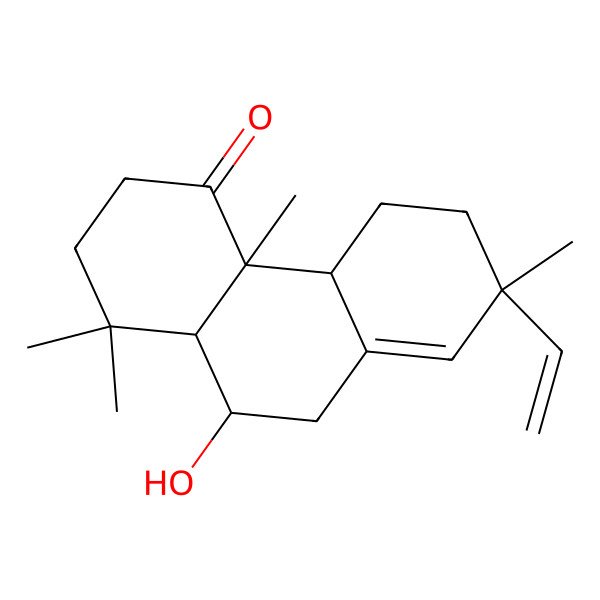 2D Structure of (4aR,4bS,7R,10R,10aS)-7-ethenyl-10-hydroxy-1,1,4a,7-tetramethyl-2,3,4b,5,6,9,10,10a-octahydrophenanthren-4-one