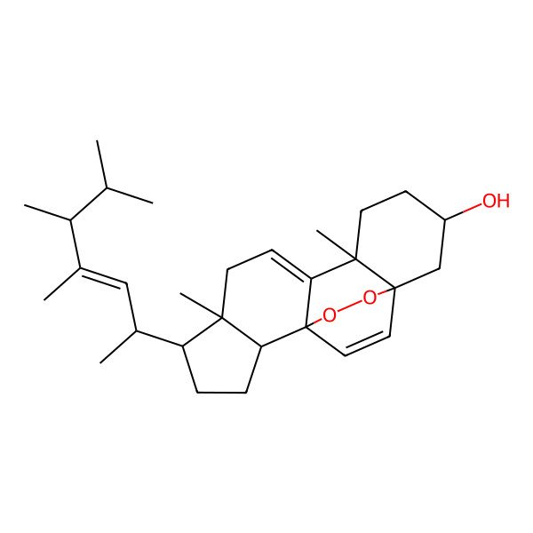 2D Structure of 6,10-Dimethyl-5-(4,5,6-trimethylhept-3-en-2-yl)-16,17-dioxapentacyclo[13.2.2.01,9.02,6.010,15]nonadeca-8,18-dien-13-ol