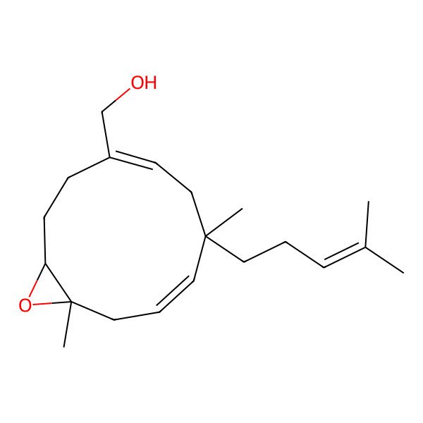 2D Structure of [(1S,4E,7S,8E,11R)-7,11-dimethyl-7-(4-methylpent-3-enyl)-12-oxabicyclo[9.1.0]dodeca-4,8-dien-4-yl]methanol