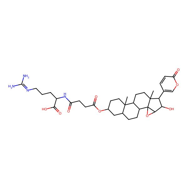2D Structure of 5-(Diaminomethylideneamino)-2-[[4-[[5-hydroxy-7,11-dimethyl-6-(6-oxopyran-3-yl)-3-oxapentacyclo[8.8.0.02,4.02,7.011,16]octadecan-14-yl]oxy]-4-oxobutanoyl]amino]pentanoic acid