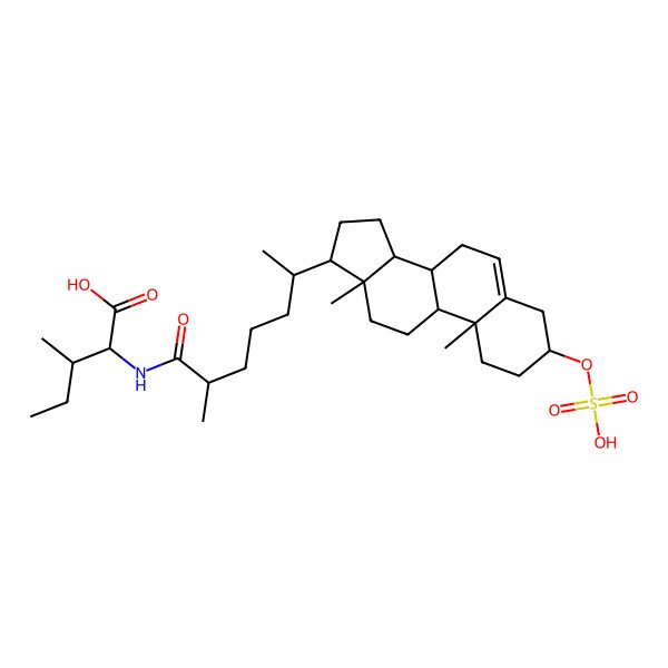 2D Structure of 2-[[6-(10,13-dimethyl-3-sulfooxy-2,3,4,7,8,9,11,12,14,15,16,17-dodecahydro-1H-cyclopenta[a]phenanthren-17-yl)-2-methylheptanoyl]amino]-3-methylpentanoic acid
