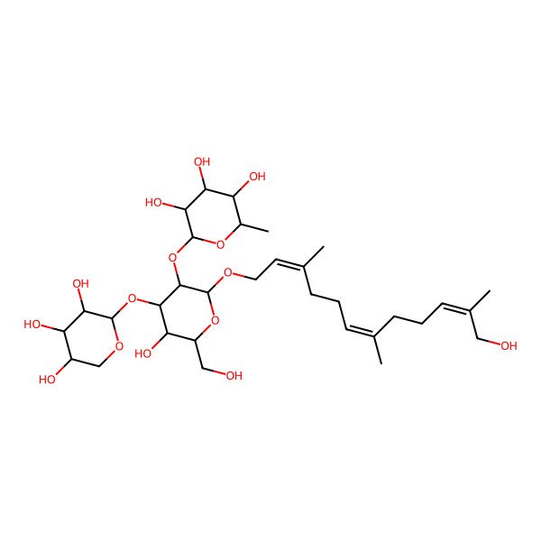 2D Structure of (2R,3R,4R,5R,6S)-2-[(2R,3R,4S,5R,6R)-5-hydroxy-6-(hydroxymethyl)-2-[(2E,6E,10E)-12-hydroxy-3,7,11-trimethyldodeca-2,6,10-trienoxy]-4-[(2S,3R,4S,5R)-3,4,5-trihydroxyoxan-2-yl]oxyoxan-3-yl]oxy-6-methyloxane-3,4,5-triol