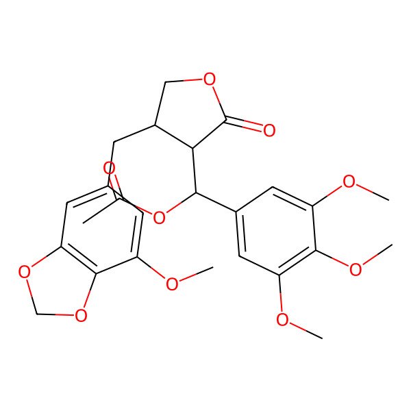 2D Structure of [(R)-[(3S,4R)-4-[(7-methoxy-1,3-benzodioxol-5-yl)methyl]-2-oxooxolan-3-yl]-(3,4,5-trimethoxyphenyl)methyl] acetate