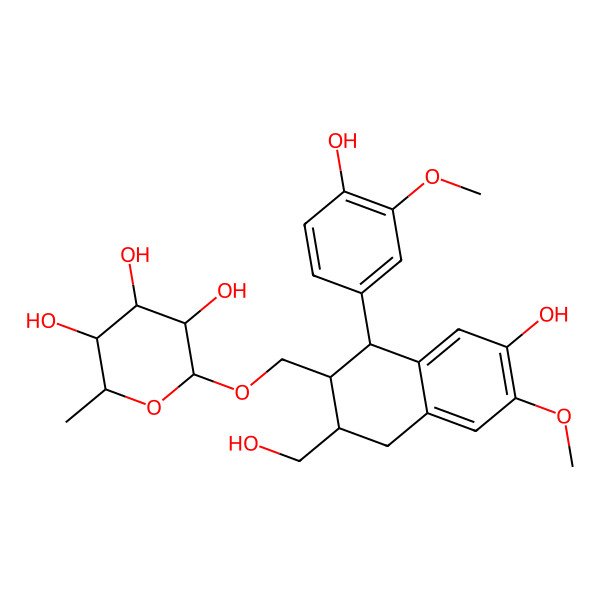 2D Structure of (2S,3R,4R,5R,6S)-2-[[(1S,2R,3R)-7-hydroxy-1-(4-hydroxy-3-methoxyphenyl)-3-(hydroxymethyl)-6-methoxy-1,2,3,4-tetrahydronaphthalen-2-yl]methoxy]-6-methyloxane-3,4,5-triol