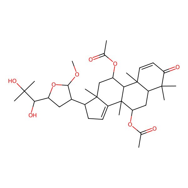 2D Structure of [11-Acetyloxy-17-[5-(1,2-dihydroxy-2-methylpropyl)-2-methoxyoxolan-3-yl]-4,4,8,10,13-pentamethyl-3-oxo-5,6,7,9,11,12,16,17-octahydrocyclopenta[a]phenanthren-7-yl] acetate