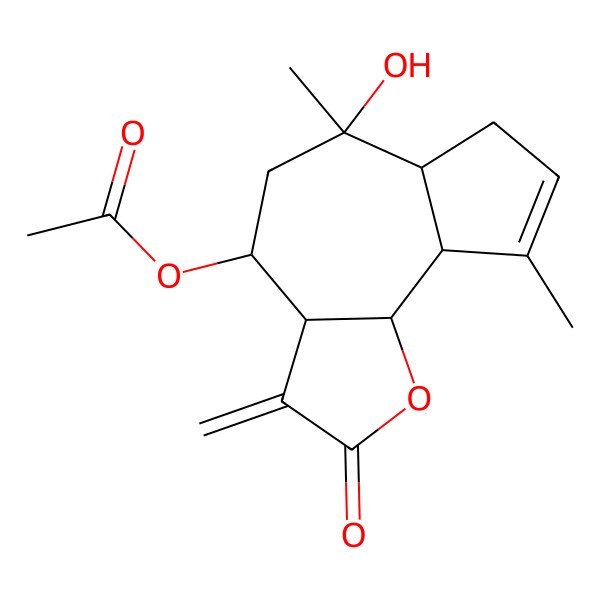 2D Structure of [(3aR,4S,6R,6aR,9aR,9bS)-6-hydroxy-6,9-dimethyl-3-methylidene-2-oxo-4,5,6a,7,9a,9b-hexahydro-3aH-azuleno[4,5-b]furan-4-yl] acetate