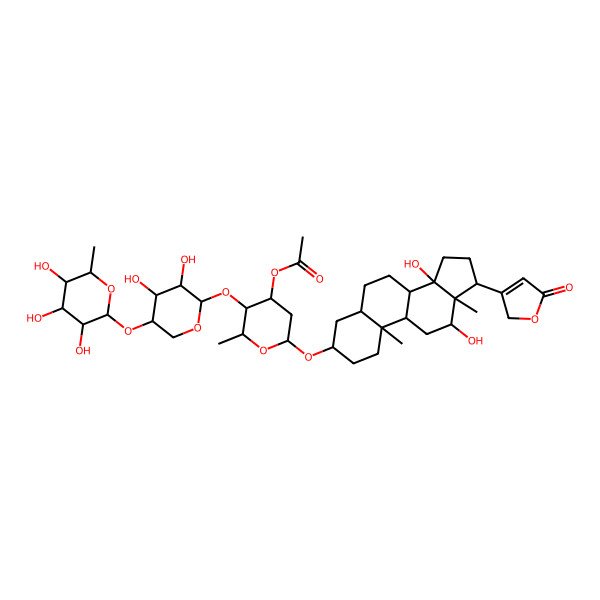 2D Structure of [6-[[12,14-dihydroxy-10,13-dimethyl-17-(5-oxo-2H-furan-3-yl)-1,2,3,4,5,6,7,8,9,11,12,15,16,17-tetradecahydrocyclopenta[a]phenanthren-3-yl]oxy]-3-[3,4-dihydroxy-5-(3,4,5-trihydroxy-6-methyloxan-2-yl)oxyoxan-2-yl]oxy-2-methyloxan-4-yl] acetate