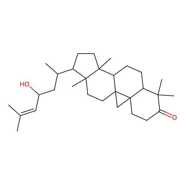 2D Structure of (1S,3R,8R,11S,12S,15R,16R)-15-[(2R,4R)-4-hydroxy-6-methylhept-5-en-2-yl]-7,7,12,16-tetramethylpentacyclo[9.7.0.01,3.03,8.012,16]octadecan-6-one