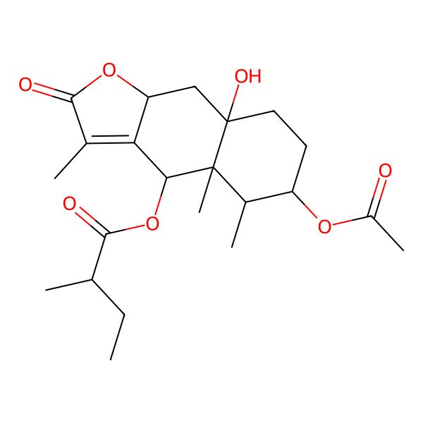 2D Structure of [(4S,4aR,5S,6R,8aR,9aR)-6-acetyloxy-8a-hydroxy-3,4a,5-trimethyl-2-oxo-5,6,7,8,9,9a-hexahydro-4H-benzo[f][1]benzofuran-4-yl] (2R)-2-methylbutanoate