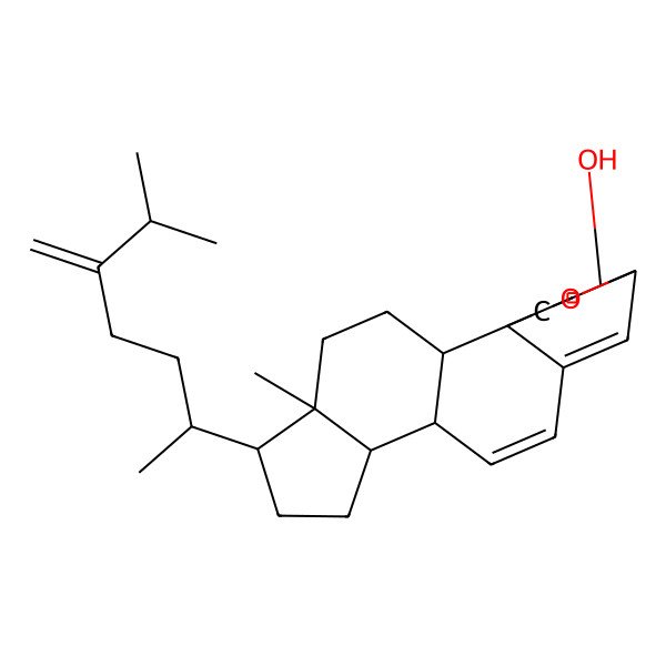 2D Structure of (1S,2S,5R,6R,9S,10S,15S,19S)-5-methyl-6-[(2R)-6-methyl-5-methylideneheptan-2-yl]-16-oxapentacyclo[13.2.2.01,13.02,10.05,9]nonadeca-11,13-dien-19-ol