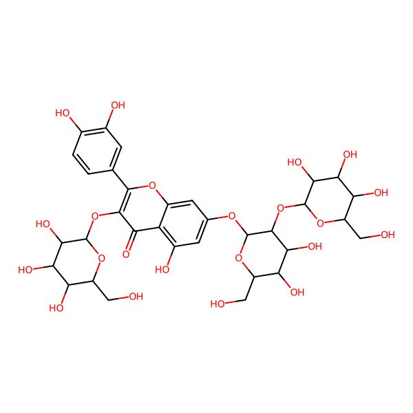 2D Structure of 7-[4,5-Dihydroxy-6-(hydroxymethyl)-3-[3,4,5-trihydroxy-6-(hydroxymethyl)oxan-2-yl]oxyoxan-2-yl]oxy-2-(3,4-dihydroxyphenyl)-5-hydroxy-3-[3,4,5-trihydroxy-6-(hydroxymethyl)oxan-2-yl]oxychromen-4-one