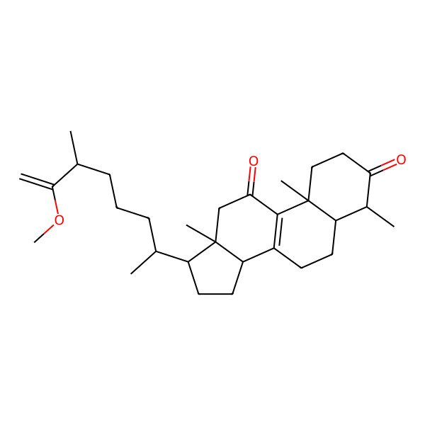 2D Structure of (4S,10S,13R,14R,17R)-17-[(2R)-7-methoxy-6-methyloct-7-en-2-yl]-4,10,13-trimethyl-2,4,5,6,7,12,14,15,16,17-decahydro-1H-cyclopenta[a]phenanthrene-3,11-dione