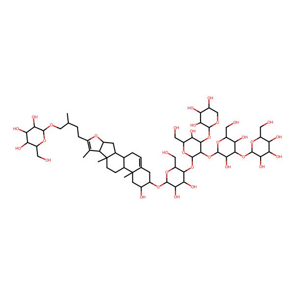 2D Structure of 2-[4-[16-[5-[3-[3,5-Dihydroxy-6-(hydroxymethyl)-4-[3,4,5-trihydroxy-6-(hydroxymethyl)oxan-2-yl]oxyoxan-2-yl]oxy-5-hydroxy-6-(hydroxymethyl)-4-(3,4,5-trihydroxyoxan-2-yl)oxyoxan-2-yl]oxy-3,4-dihydroxy-6-(hydroxymethyl)oxan-2-yl]oxy-15-hydroxy-7,9,13-trimethyl-5-oxapentacyclo[10.8.0.02,9.04,8.013,18]icosa-6,18-dien-6-yl]-2-methylbutoxy]-6-(hydroxymethyl)oxane-3,4,5-triol