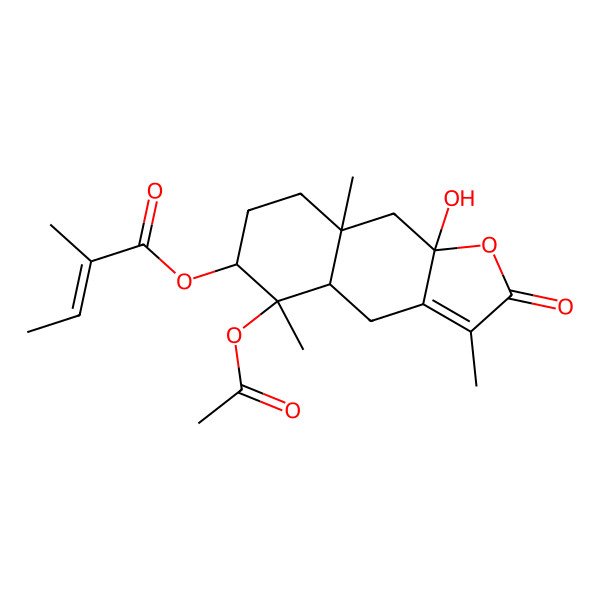 2D Structure of [(4aR,5R,6S,8aR,9aS)-5-acetyloxy-9a-hydroxy-3,5,8a-trimethyl-2-oxo-4,4a,6,7,8,9-hexahydrobenzo[f][1]benzofuran-6-yl] (Z)-2-methylbut-2-enoate
