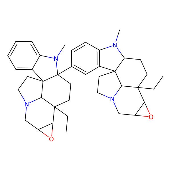 2D Structure of (1S,9S,12S,13S,15R,20R)-12-ethyl-4-[(1S,9R,12S,13S,15R,20R)-12-ethyl-8-methyl-14-oxa-8,17-diazahexacyclo[10.7.1.01,9.02,7.013,15.017,20]icosa-2,4,6-trien-9-yl]-8-methyl-14-oxa-8,17-diazahexacyclo[10.7.1.01,9.02,7.013,15.017,20]icosa-2(7),3,5-triene