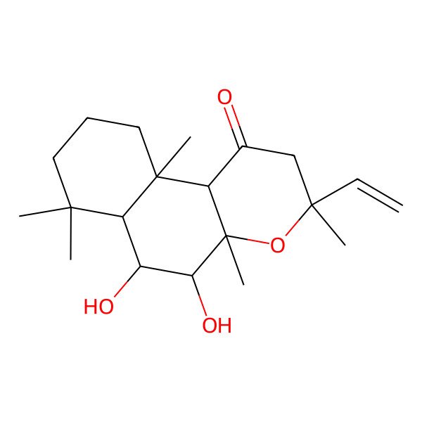 2D Structure of (3R,4aS,5S,6S,6aR,10aS,10bS)-3-ethenyl-5,6-dihydroxy-3,4a,7,7,10a-pentamethyl-2,5,6,6a,8,9,10,10b-octahydrobenzo[f]chromen-1-one