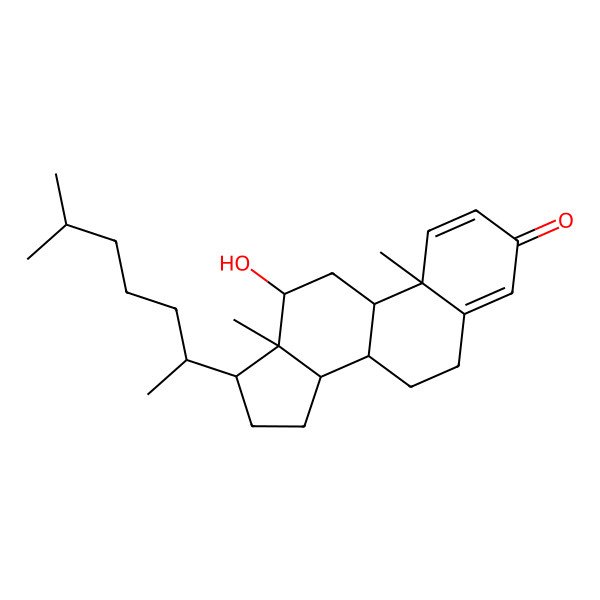 2D Structure of (8R,9S,10R,12R,13R,14S,17R)-12-hydroxy-10,13-dimethyl-17-[(2R)-6-methylheptan-2-yl]-6,7,8,9,11,12,14,15,16,17-decahydrocyclopenta[a]phenanthren-3-one