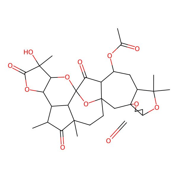 2D Structure of (18-Hydroxy-9,9,18,23,25-pentamethyl-5,14,19,24-tetraoxo-4,8,16,20,28-pentaoxaoctacyclo[13.12.1.115,22.01,13.03,7.03,10.017,21.025,29]nonacosan-12-yl) acetate