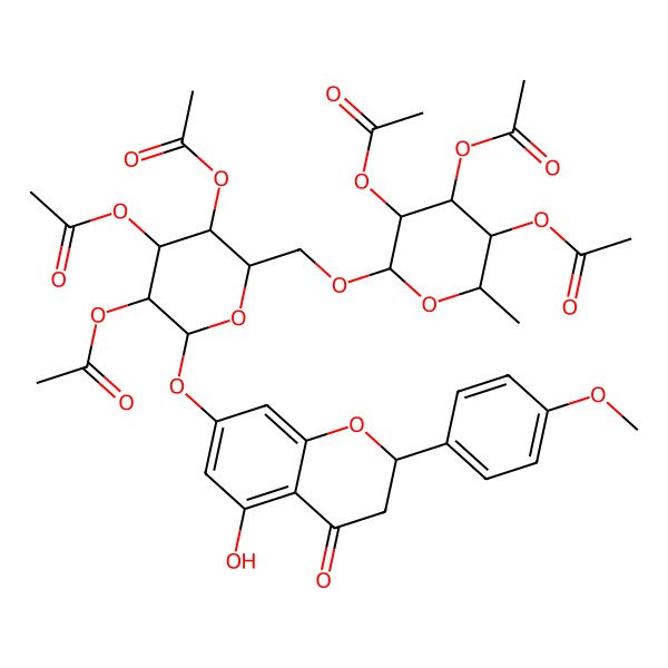 2D Structure of [(2R,3S,4R,5S,6R)-4,5-diacetyloxy-2-methyl-6-[[(2R,3S,4R,5S,6S)-3,4,5-triacetyloxy-6-[[(2S)-5-hydroxy-2-(4-methoxyphenyl)-4-oxo-2,3-dihydrochromen-7-yl]oxy]oxan-2-yl]methoxy]oxan-3-yl] acetate